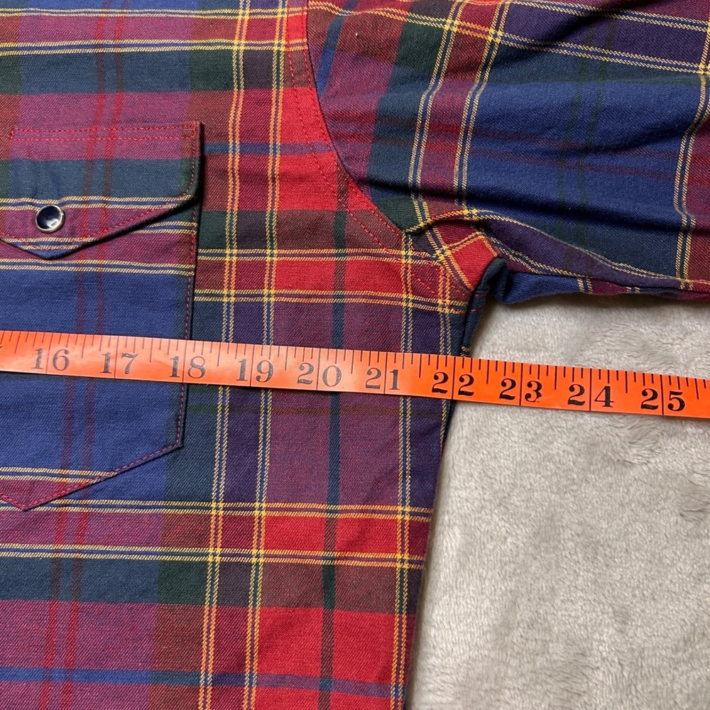 Vtg Wrangler Pearl Snap Shirt Mens 15.5 34 Plaid Western Cowboy Rodeo Workwear - Picture 7 of 8
